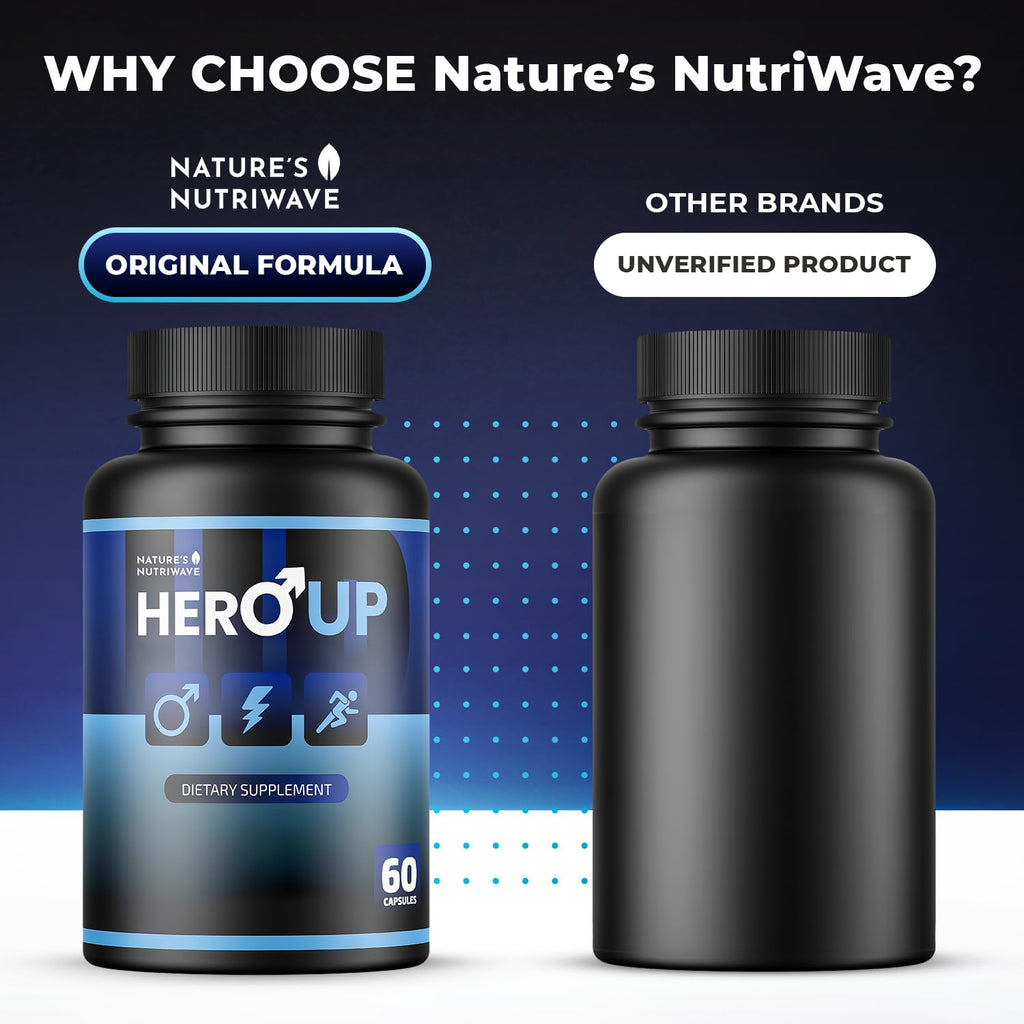 HeroUP - Natural Wellness Supplement with Plant-Based Ingredients – Non-GMO, Stimulant-Free | Made in the USA, GMP-Certified | 60 Capsules, 6 Month Suppy
