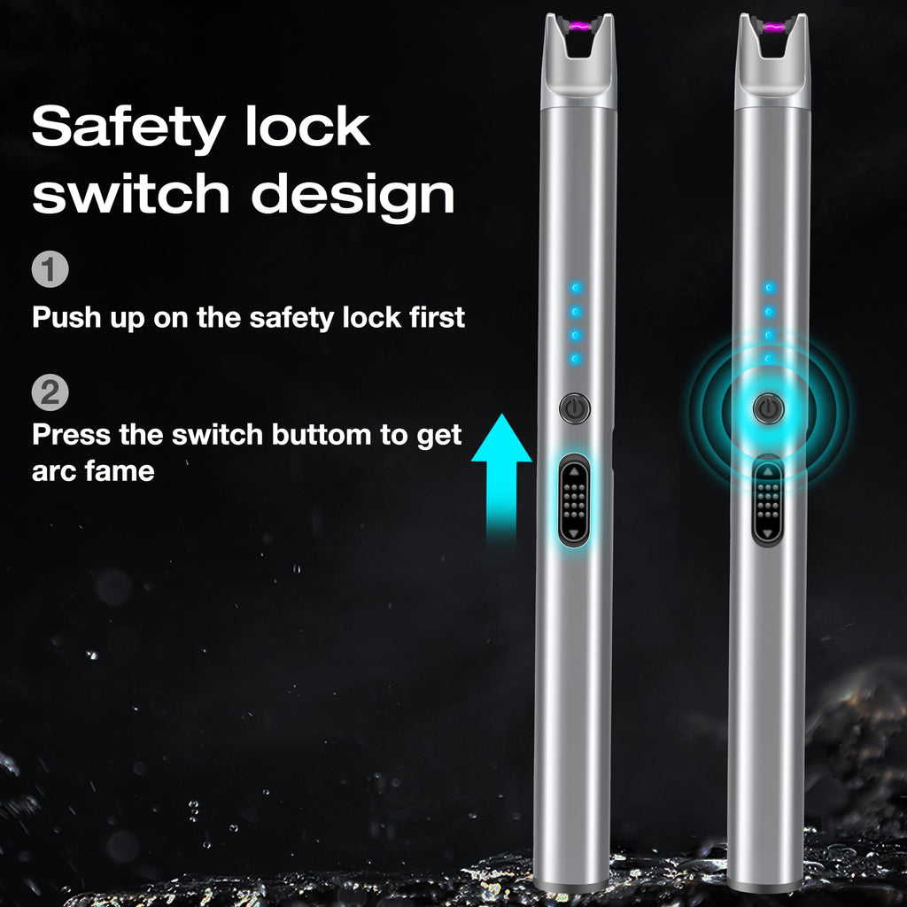 Luxgaze 8 Pack Electric Candle Lighter Rechargeable USB Lighters Flameless Windproof Plasma Arc Lighters with Safety Lock Long Lighter for Candle BBQ Camping Birthday Party