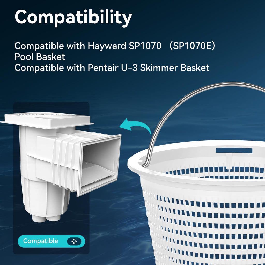 Monitok 2-Pack Weighted Pool Skimmer Basket for Inground Pools, Heavy Duty Filter Basket with 316 Stainless Steel Handle, Replacement for Hayward SP1070/SP1070E & Pentair U-3