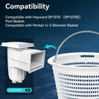 Monitok 2-Pack Weighted Pool Skimmer Basket for Inground Pools, Heavy Duty Filter Basket with 316 Stainless Steel Handle, Replacement for Hayward SP1070/SP1070E & Pentair U-3