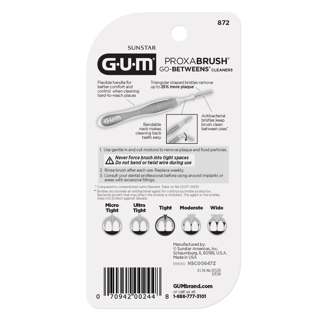 GUM Proxabrush Go-Betweens Tight Interdental Brushes, 10 Count (4 Pack)