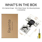 Ravinte 1/2 Inch Overlay Soft Close Hinge Kitchen Cabinet Hinges 50 Pack