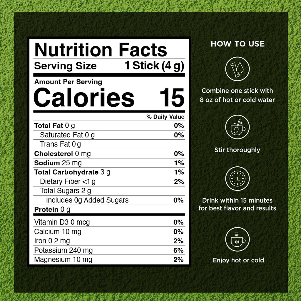 VitaCup Hydration Matcha Instant Packets, for Natural Energy and Detox, w/Electrolytes, Ceremonial Grade Organic Matcha, Coconut Water, Pink Himalayan Salt, Magnesium, in Single Serve Sticks, 60 Ct