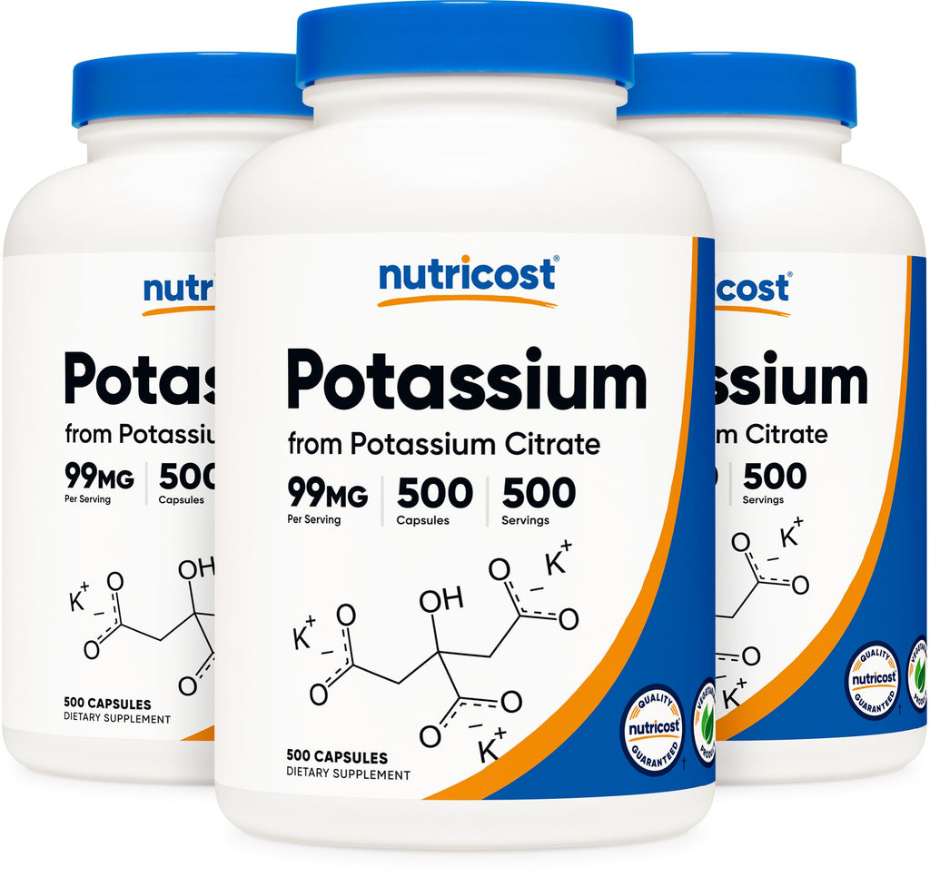 Nutricost Potassium Citrate 99mg, 500 Capsules (3 Bottles)