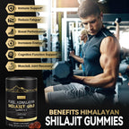 Grevol Himalayan Shilajit Gummies: Gold Grade Shilajit Riched with Ashwagandha Fulvic Acid & 85+ Trace Minerals - No Added Sugar - Individually Wrapped - for Men & Women - 60 Gummy