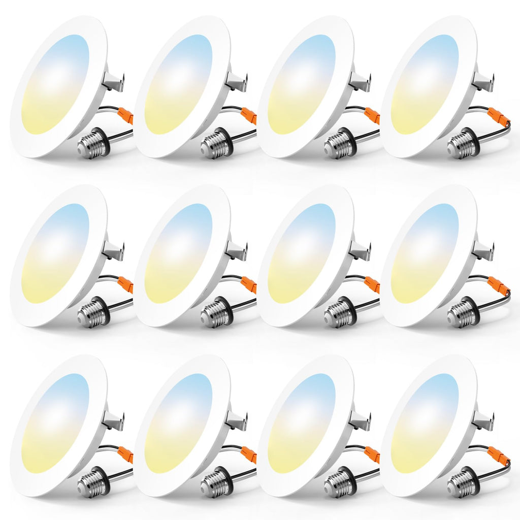 FREELICHT 12 Pack Retrofit LED Recessed Lighting 4 Inch, Selectable 5CCT, Dimmable Flat LED Can Lights, 7W, 700LM, ETL & FCC Certified