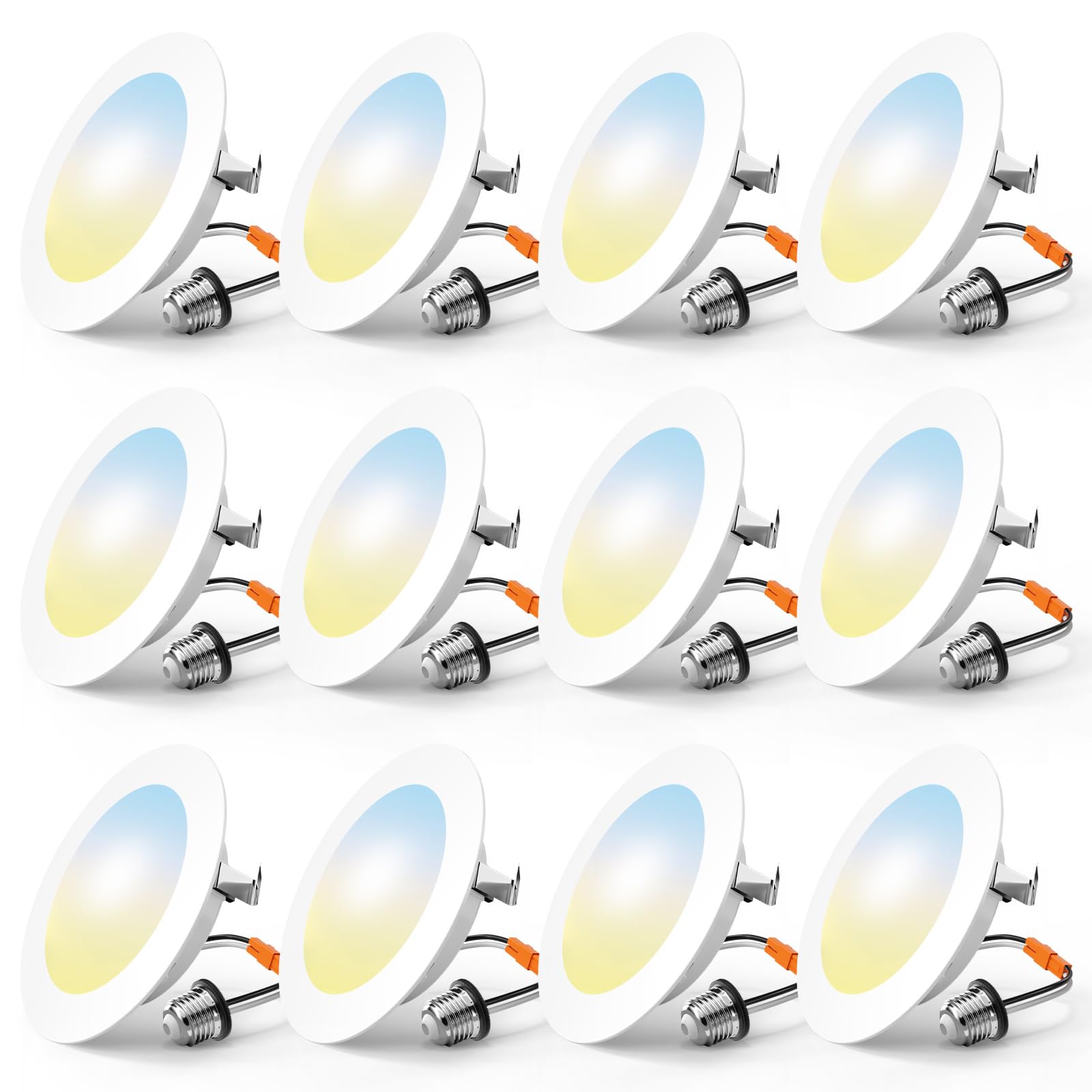 FREELICHT 12 Pack Retrofit LED Recessed Lighting 4 Inch, Selectable 5CCT, Dimmable Flat LED Can Lights, 7W, 700LM, ETL & FCC Certified