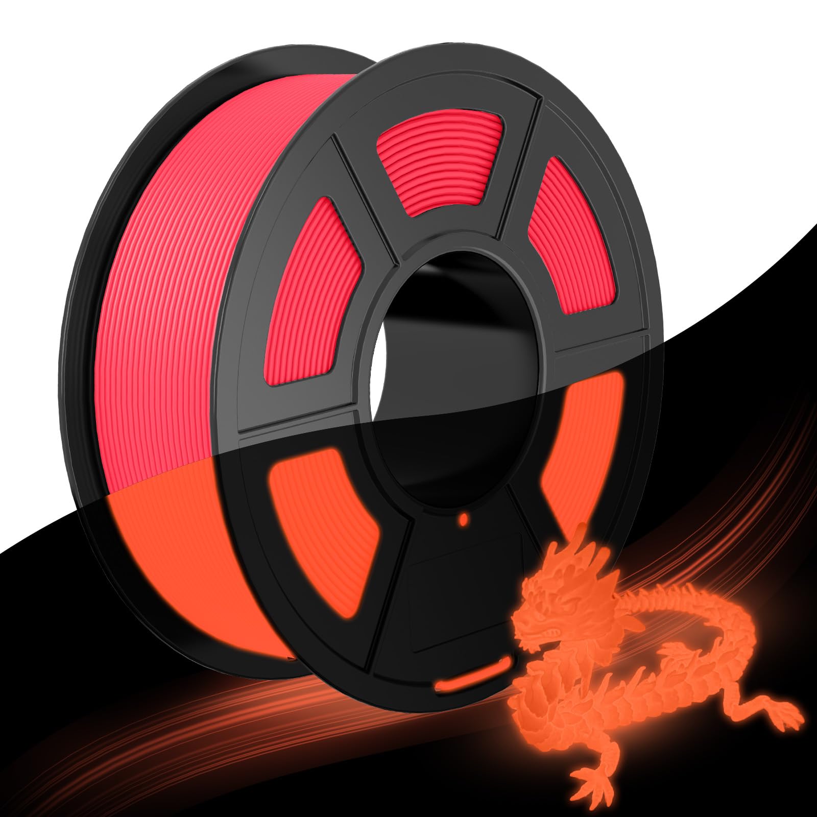 JAYO Glow in the Dark PLA 3D Printer Filament 1.75mm, 1.1kg, Red