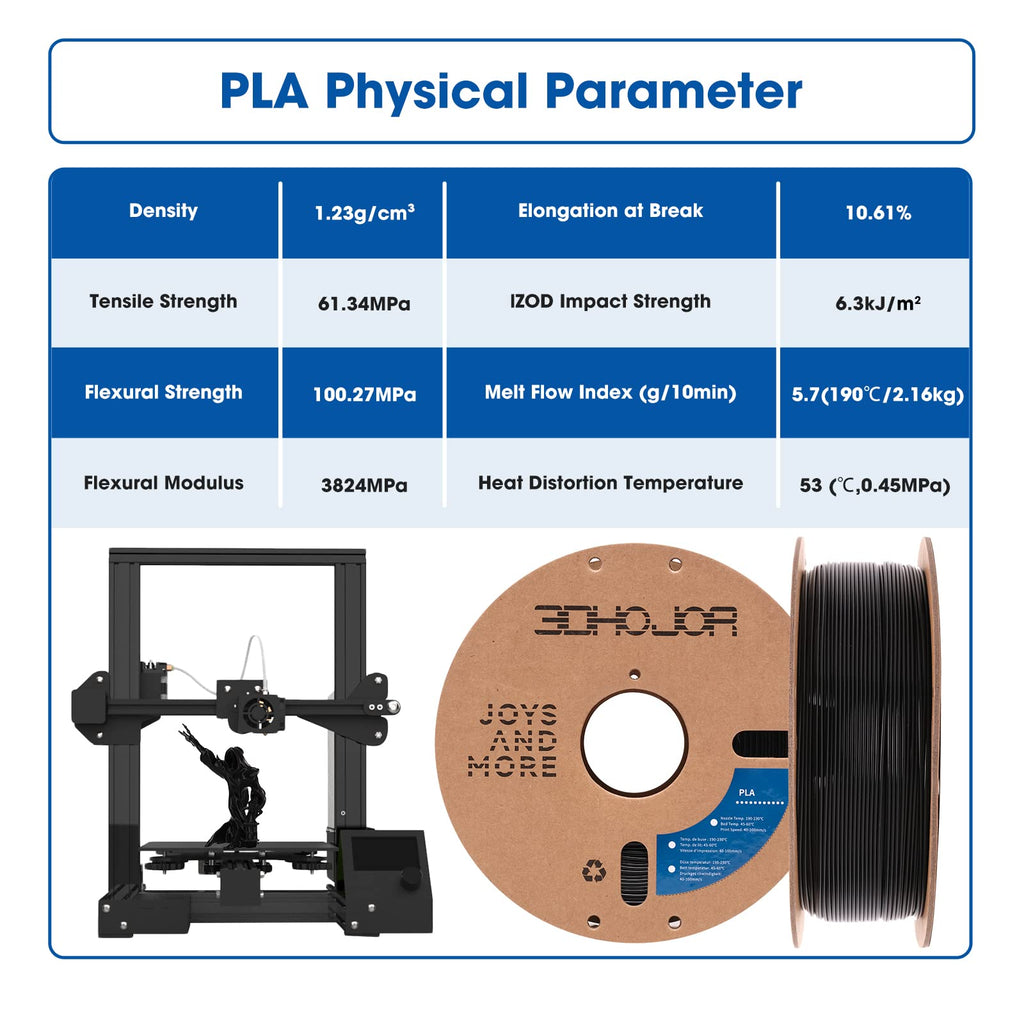 3DHoJor PLA Filament 1.75mm,3D Printer Filament 1kg*4 Bundle Cardboard Spool, Fit Most FDM 3D Printer,Dimensional Accuracy +/- 0.03 mm,Vacuum Packaging-Black+White 4Pack