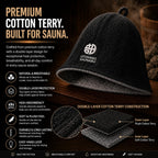 OTONANOSAUNABU Black Sauna Hat – Japanese Design, 100% Wool Felt,Double-Layer Reversible Sauna Cap for Men & Women,Heat Protection Finnish Banya Hat