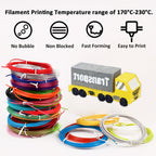 dikale 3D Pen Filament Refills 30 Colors, Bonus 250 Stencils eBooks - 3D Pen Filament PLA 1.75mm,Non-Toxic, Smooth Printing Refills