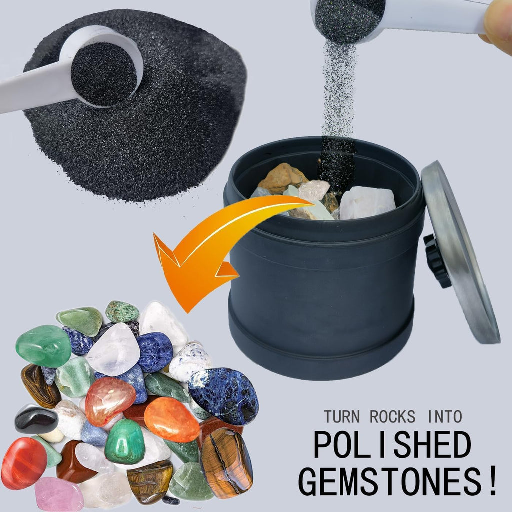 8 LBS Large Weight Rock Tumbler Grit Kit and Ceramic Tumbling Filler Media -Coarse/Medium Grit/Pre-Polished/Final Polish, Works with Any Rock Tumbler, Rock Polisher, Stone Polisher