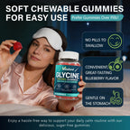 Glycine Gummies Sugar Free, Glycine Supplement for Adults, with L Alanine, L Theanine, Magnesium Glycinate, Vitamin B6 & Valerian Root Extract, for Adults, Blueberry Flavor, 60 Gummies