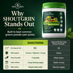 SHOUTGRIIN Green Superfood Powder — Organic Super Greens with 100 Billion CFU Probiotics & Digestive Enzymes — Vegan, Keto, Sugar-Free Daily Greens Supplement — Energy, Gut Health & Immunity