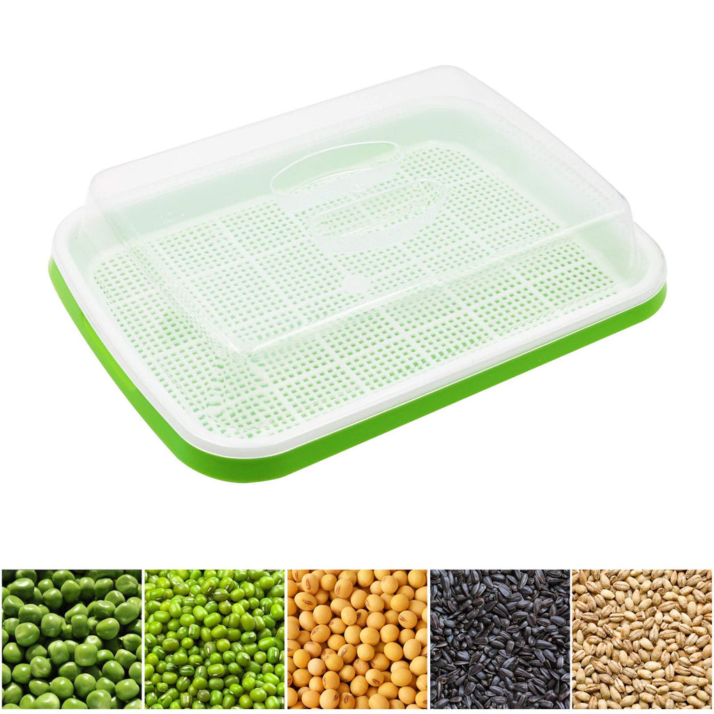 5 Layers Seed Starter Kit - Seed Sprouter Trays with Clear Lid & Stainless Steel Shelf, Soil-Free Germination Trays for Indoor/Outdoor Microgreens, Wheatgrass Mung Beans Cat Grass & Seedling Growing