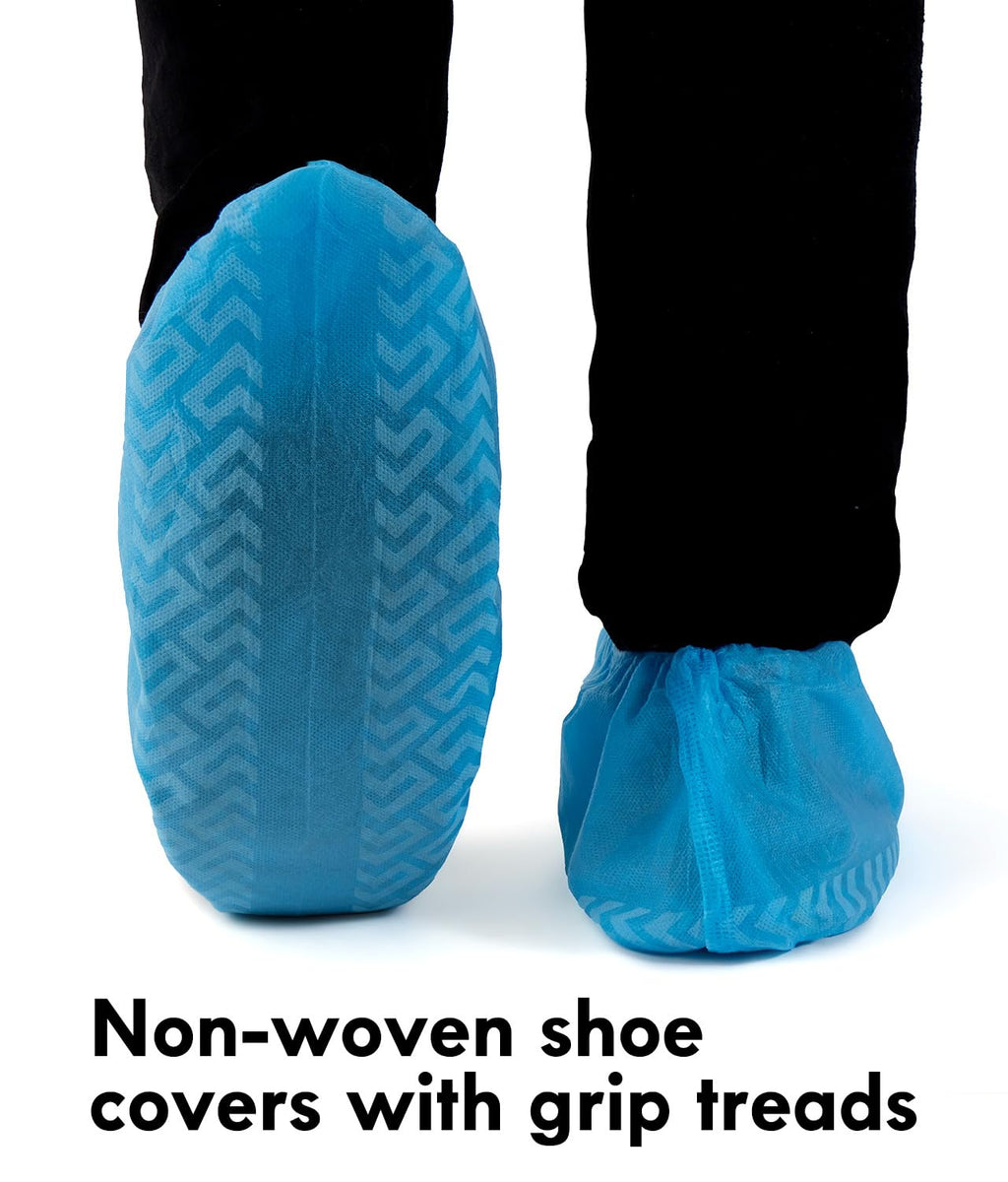 Shoe Covers Disposable for Indoor - 100 Pack Recyclable Blue Shoe Covers, Disposable Shoe Covers Non-slip Boot Covers Fits Up To 11 US Men and 12 US Women