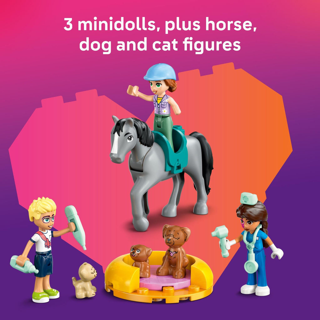 LEGO Friends Horse and Pet Vet Clinic -Veterinarian Playset for Kids, Girls and Boys, Ages 7+ - Toy Building Set for Pretend Play with 3 Minidolls, Horse Toy, Dog, and Cat - Gift Idea - 42651