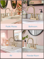 Cobbe Bathroom Faucets for Sink 3 Hole, 4 Inch with Pop Up Drain and 2 Supply Hoses, 2 Handle Centerset Bathroom Faucet for Sink Vanity, Brushed Gold, 2 Pack