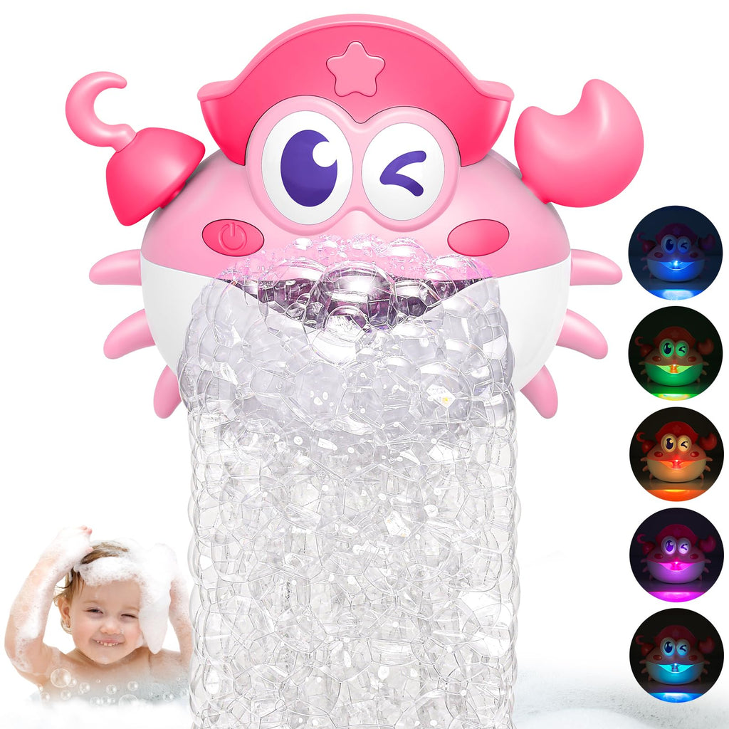 Bath Toys,Crab Baby Bath Toys Light Up Bath Bubble Machine with Colourful RGB Light Great Birthday Gift for Boys and Girls Toddler Toy for Kids Ages 1-3 4-8