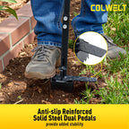 Colwelt Sod Plugger Tool 36-INCH, Grass Plug Tool 3 x 3 Square with Serrated Base, Bulb Planter Tool Long Handle with Dual Pedals & Easy Foot Ejector, Sod Turf Cutter for Lawn Planting Grass Repair