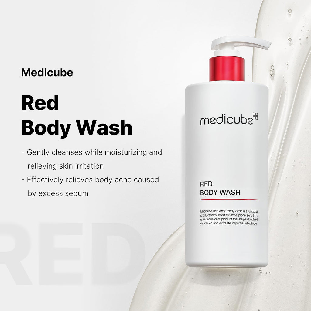medicube Red Body Wash 14.10 Fl.oz I Low pH and Hydrating Cleanser with Salicylic Acid, Lactic Acid, Niacinamide and Hyaluronic Acid Suitable for Bacne Treatment | Korean Skin Care