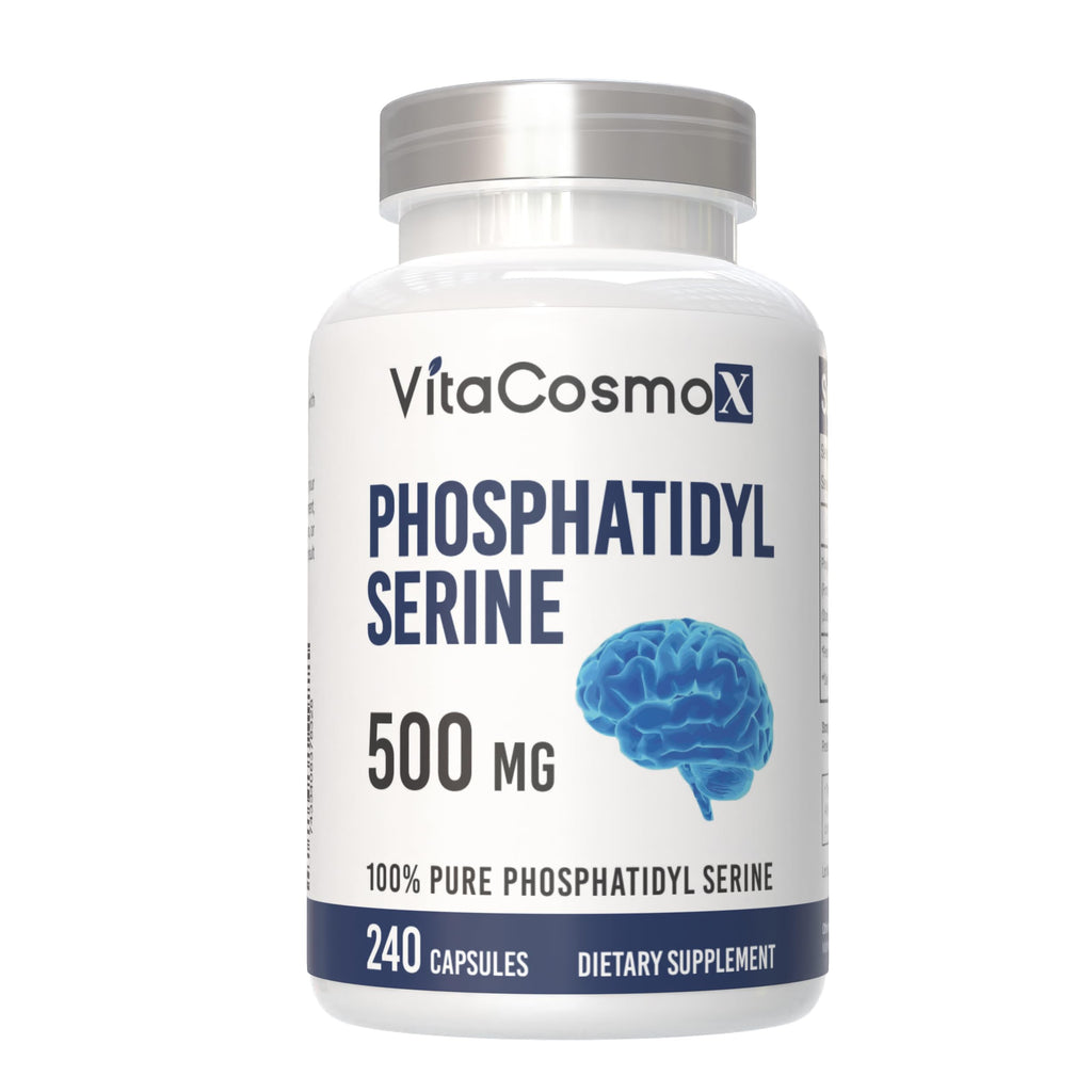 VitaCosmoX Phosphatidylserine, 500mg, 240 Veggie Capsules 100% Vegetarian, Non-GMO & Gluten Free - 2 Packs
