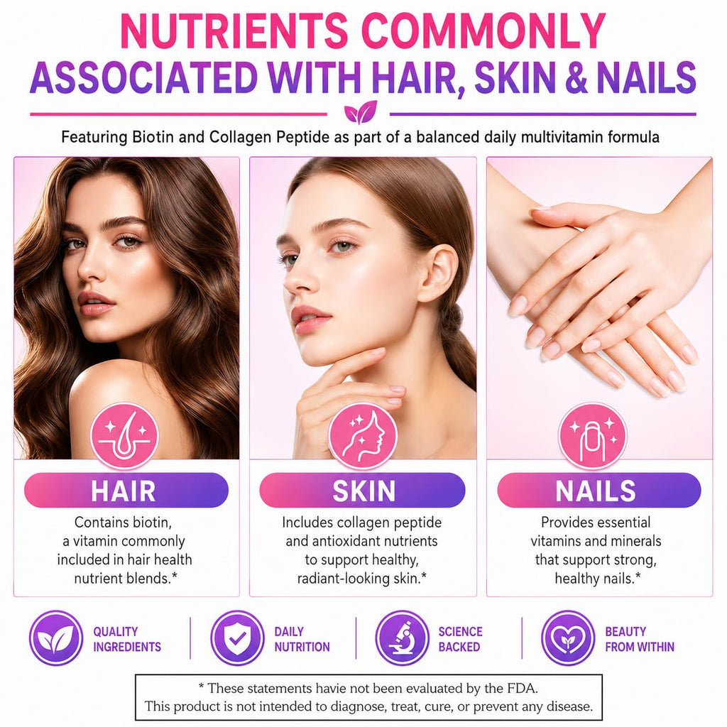 Koltyrine Vimerson Health Multivitamin for Women 13-in-1 Vitamin Complex with Biotin, Collagen & Keratin Vitamins B Complex, A, C, D3, E & K2 Hair Skin Nails & Energy Support 60 Capsules