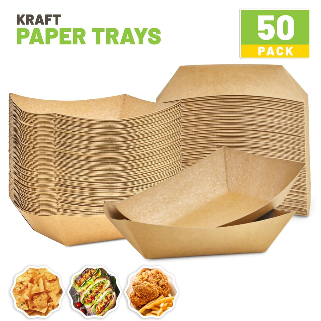ZORRITA 50 Pack 3 Lb Paper Food Trays