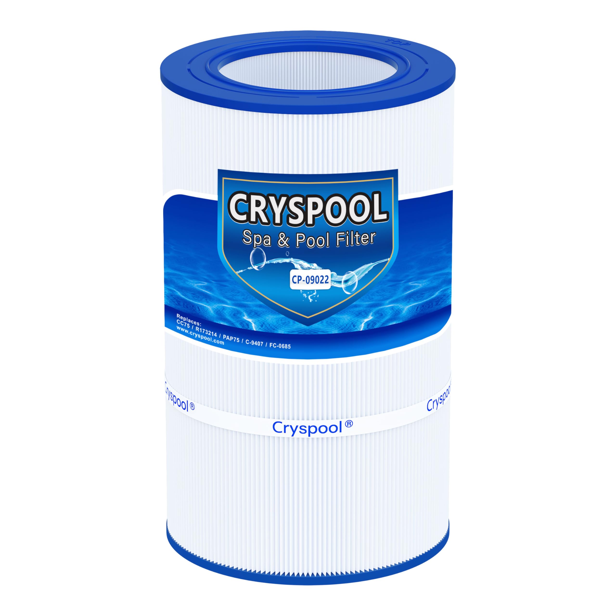 Cryspool® 09022 Filter Compatible with Clean & Clear 75, CC75, PAP75, R173214, 59054100, C-9407, FC-0685, 75 Sq. Ft Pool Filter Cartridge, 1 Pack