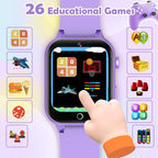 Luyiilo Kids Games Watch, with 26 Puzzle Games, Touch Screen, HD Camera, Alarm Clock, Toys for Ages 4-12 Years Old.Birthday Gift for Boys Girls (Purple)