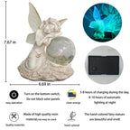 RATUEJIA Solar Fairy Garden Statue, Outdoor Waterproof Resin Fairy Figurine Lights with Cracked Glass Ball, Fairy Garden Decor for Yard Patio Lawn, Ideal Gift for Women & Garden Lovers