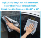 Streak Free Miracle Cleaning Cloths Easy Clean Nanoscale,Fish Scale Microfiber Window Mirror Glass Car Stainless Steel Cleaning,Lint Free Dish cloth Wine Glass Polishing Towel,Reusable,Pack 6,Blue