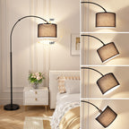 Ambimall Dimmable Arc Floor Lamp with Remote, Color Temperatures and Brightness Adjustable, Arched Floor Lamp with Rotating Head, Over Couch Arched Reading Light for Living Room (Black and Black)