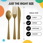 Party Solids Gold Plastic Silverware Heavy Duty 150 Pieces Gold Disposable Silverware Heavy Duty, Utensil Sets, 50 Of Each Forks, Knives & Spoons Disposable Cutlery Set For Party Supplies