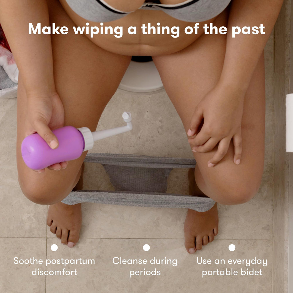 Frida Mom Upside Down Peri Bottle for Postpartum Care, Portable Bidet Perineal Cleansing and Recovery for New Mom, The Original Fridababy MomWasher