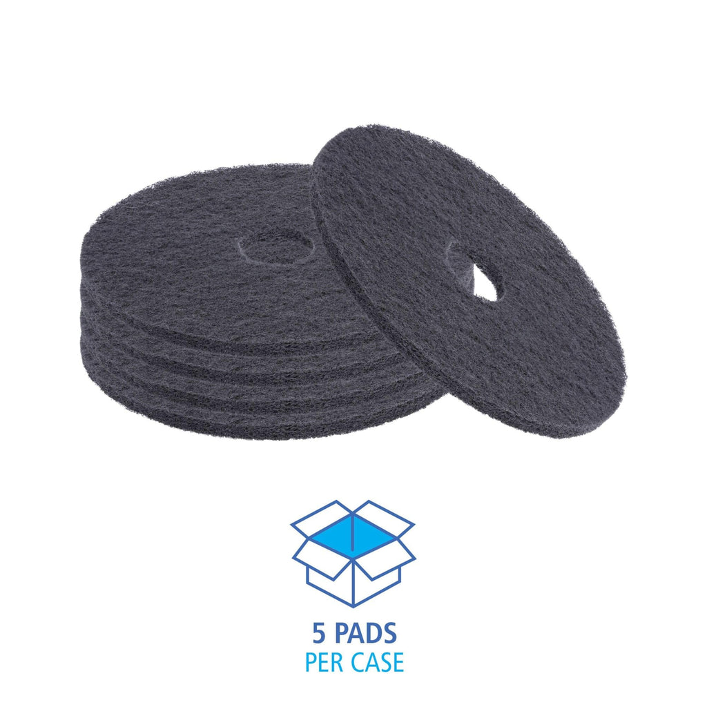 Boardwalk Stripping Floor Pads, 17" Diameter, Black, 5/Carton