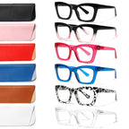 ZOECENT 6 Pack Oprah Style Reading Glasses for Women Blue Light Blocking Computer Square Readers with Spring Hinge (Mix Color, 1.75, x)