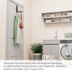 BAKON Over The Door Hanger Folding Clothes Drying Rack, Folding Hanging Coat Rack for Indoor Laundry Room Compact Small Space Foldable Portable Clothing Hanger Hook Collapsible- 2 Pack(Black)