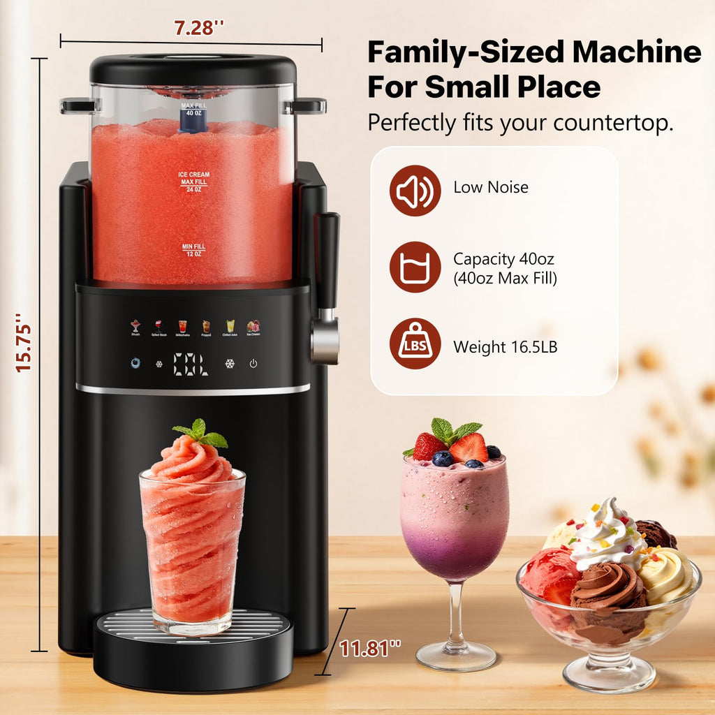 Ranvaira Slushie Machine for Home, Ice Cream Maker, 40OZ Capacity, Silver