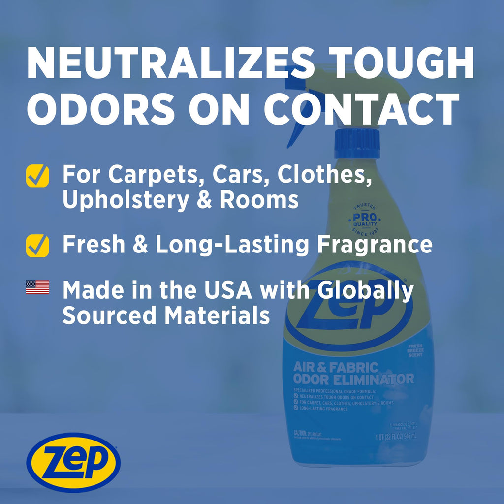 Zep Air and Fabric Odor Eliminator - 32 oz (Case of 4) ZUAIR324 - Neutralizes Strong Odors in Your Home, Office and Business
