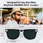 HIBLOKS Polarized Clip-ons for Ray-Ban Meta Wayfarer (RW4008 & RW4012 Large 53-22), Discoloration Clips Compatible with Ray-Ban Meta Wayfarer Gen 2 Protect Your Eyes, Cool and Fashion (Large, Black)