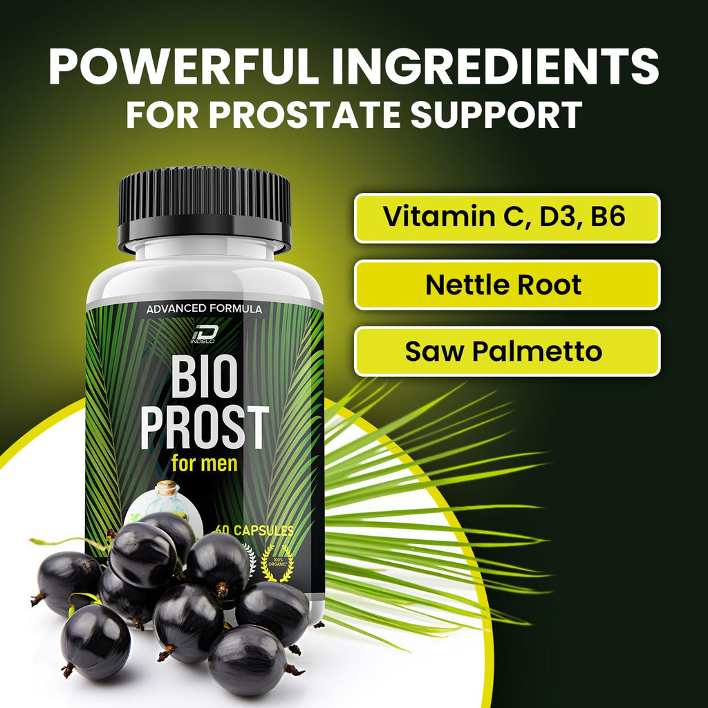Indelo Bio Prost Supplement for Men – BioProst Pills Advanced Formula, Supplements Bio Prost for Men Health Supplement, Reviews (1 Pack - 60 Capsules)