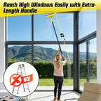Window Squeegee with Extension Pole for Home, Professional Squeegee for Window Cleaning Tool Kit with Scrubber, 2 in 1 Rotatable Window Washing Kit for Car Glass Shower Indoor & Outdoor High Windows