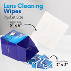 Lens Wipes for Eyeglasses - Pre-moistened Eyeglass Lens Cleaning Wipes - 500 Lens Wipes Individually Wrapped Sracth-Free Streak-Free Eye Glasses Wipes Lens Cleaner for Sunglass & Camera Lens