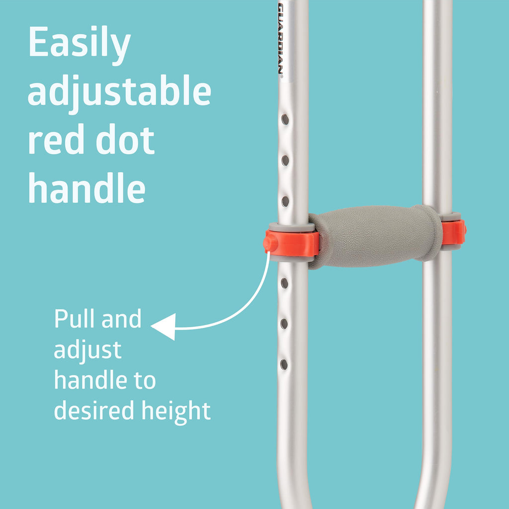 Medline Lightweight Aluminum Red Dot Crutches, For Patients 5’1”–5’-9”, Walking Aid For Adults & Seniors Comfortably Supports Up To 300lbs.