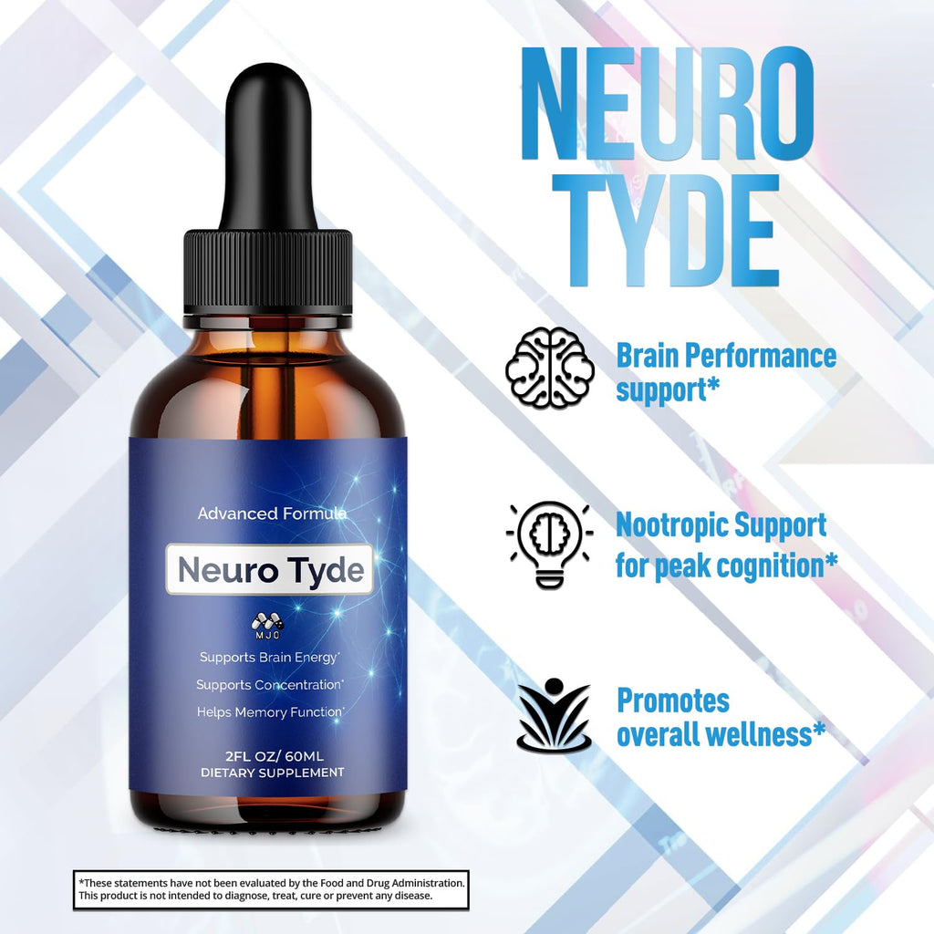 Neuro Tyde Drops, Official NeuroTyde Memory and Focus Support Supplement, Advanced Overall Health and Wellness Vitamin Formula with Maximum Strength Ingredients Supporting Brain Health (30 Servings)