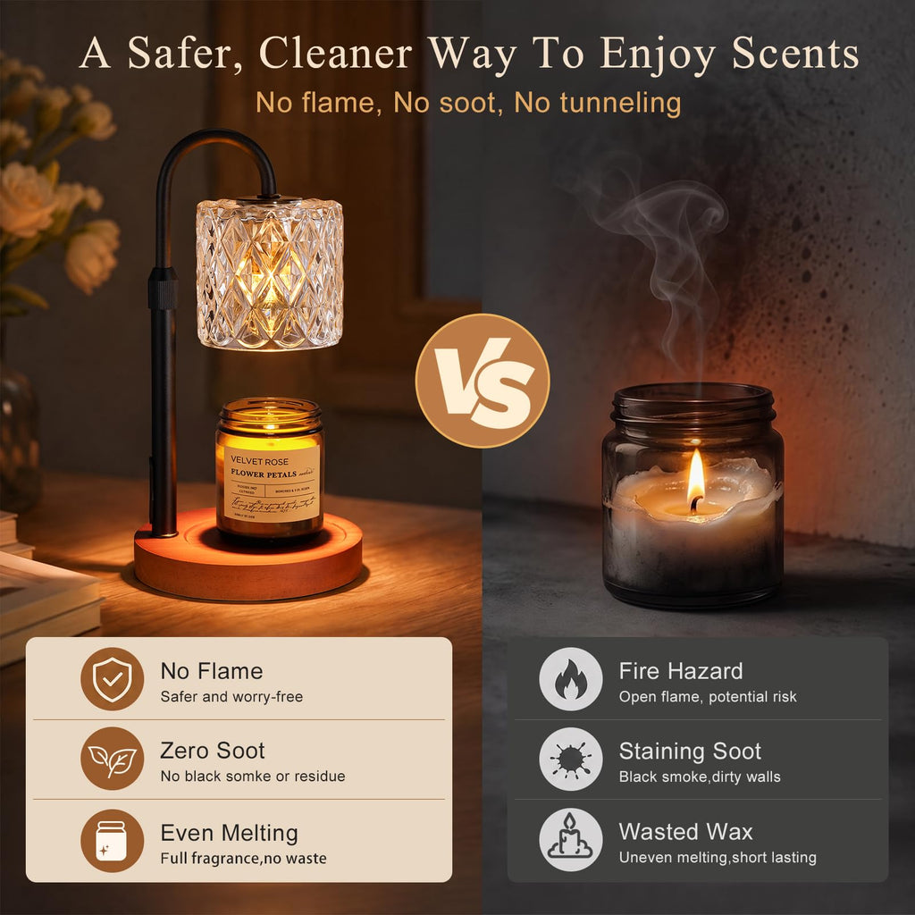Walnut Candle Warmer Lamp with Timer, Birthday Gifts for Women, Room Decor