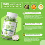 (2 Pack) Soursop Graviola Gummies - Concentrated Soursop Leaves Extract w/Vitamin C, Zinc & Whole Natural Food for Immunity, Liver, Calming & Antioxidant, Sugar Free, Gluten Free, Vegan, 60 Gummies
