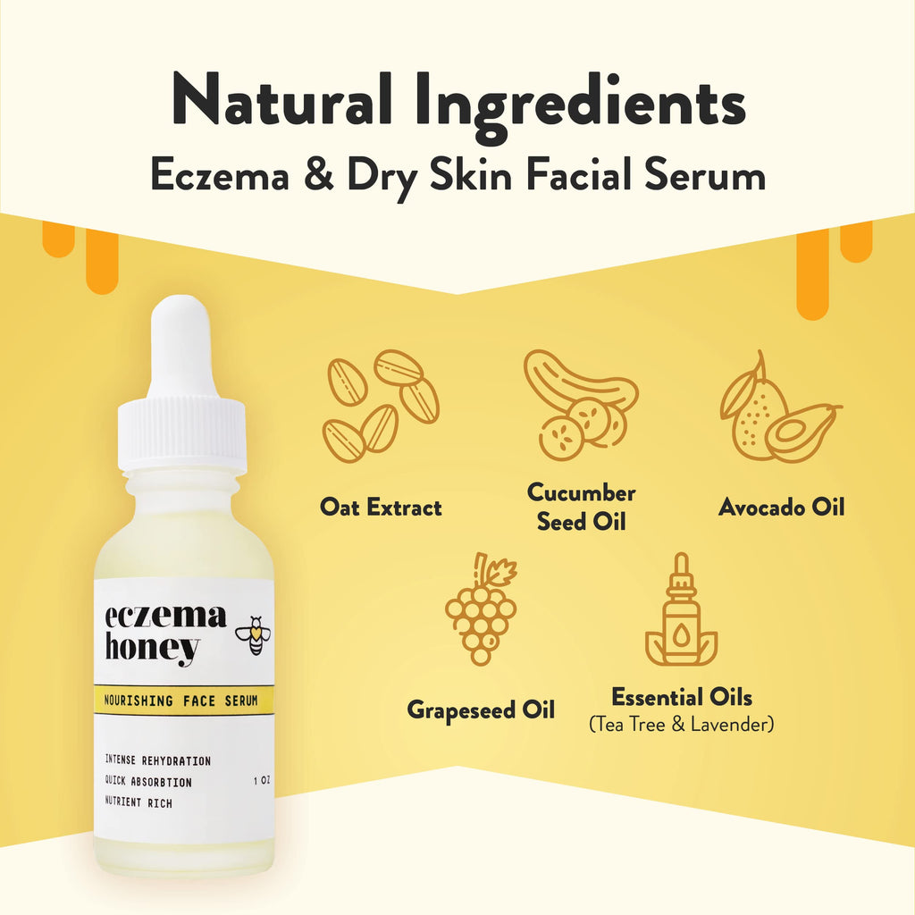 ECZEMA HONEY Nourishing Face Serum - Daily Hydrating Serum - Face Oil for Eczema, Dry & Sensitive Skin (1 Oz)
