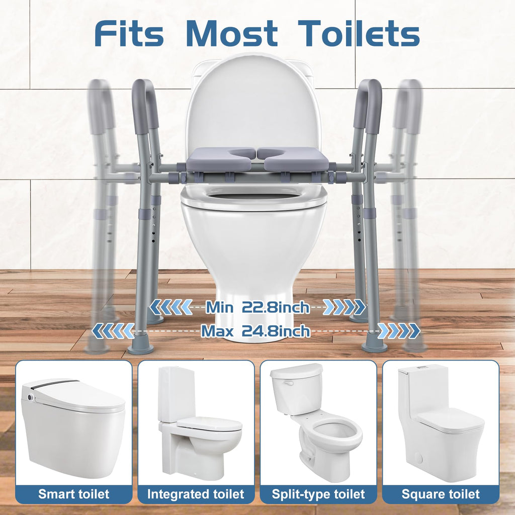 Dedibody Toilet Seat Risers for Seniors, Raised Toilet Seat with Handles, Adjustable Height & Width, Heavy Duty Up to 550lb Handicap Elevated Toilet Seat for Elderly, Pregnant, Fit Any Toilet